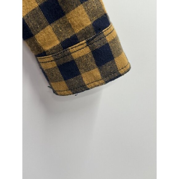 Tommy Bahama Boy's XXL 16 Blue Mustard Yellow Gingham Plaid Flannel Shirt - Picture 5 of 7